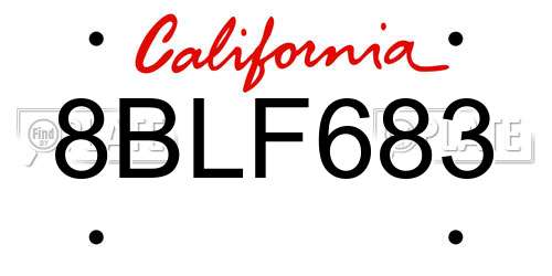 8BLF683 California License Plate