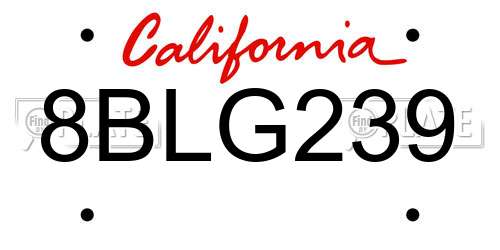 8BLG239 California License Plate
