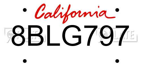 8BLG797 California License Plate
