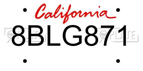 8BLG871 California License Plate