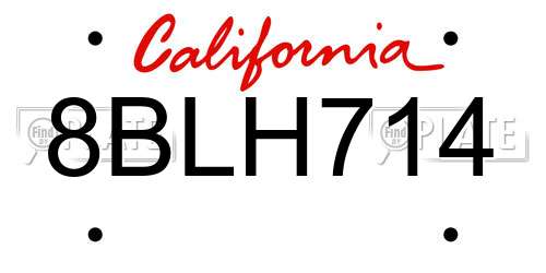 8BLH714 California License Plate