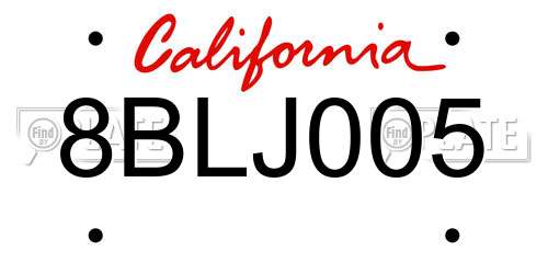 8BLJ005 California License Plate