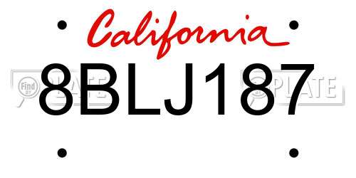 8BLJ187 California License Plate