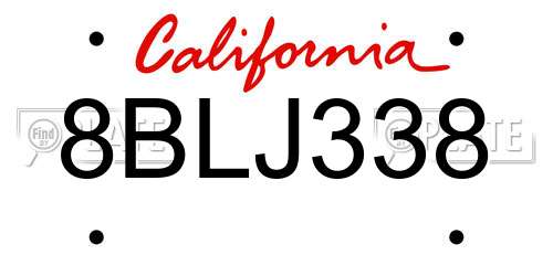 8BLJ338 California License Plate