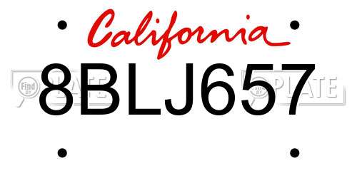 8BLJ657 California License Plate