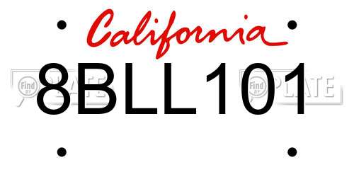 8BLL101 California License Plate