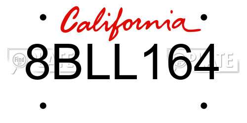 8BLL164 California License Plate