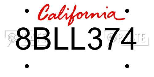 8BLL374 California License Plate