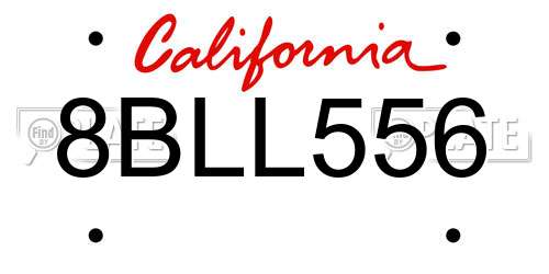 8BLL556 California License Plate