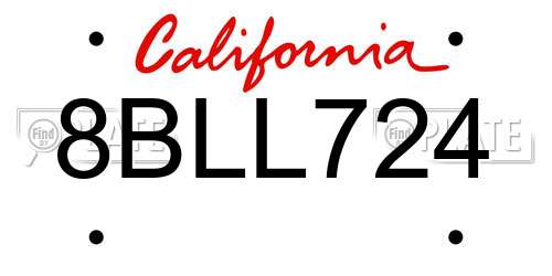 8BLL724 California License Plate