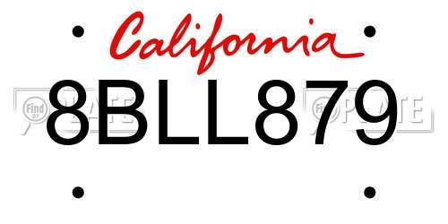 8BLL879 California License Plate