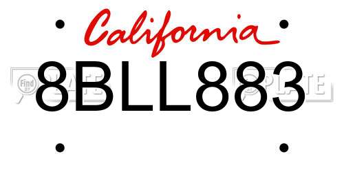 8BLL883 California License Plate