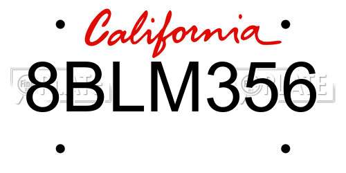 8BLM356 California License Plate