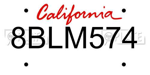 8BLM574 California License Plate