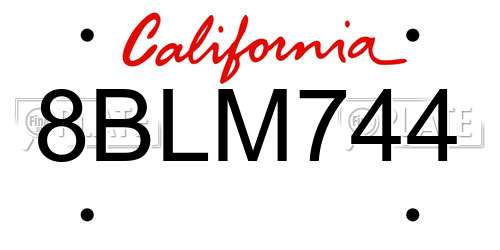 8BLM744 California License Plate