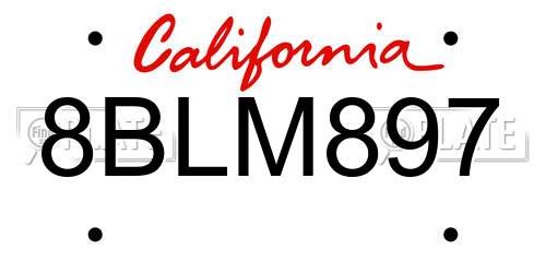 8BLM897 California License Plate