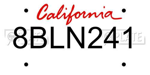 8BLN241 California License Plate