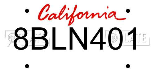8BLN401 California License Plate