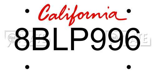 8BLP996 California License Plate
