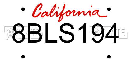 8BLS194 California License Plate