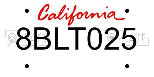 8BLT025 California License Plate
