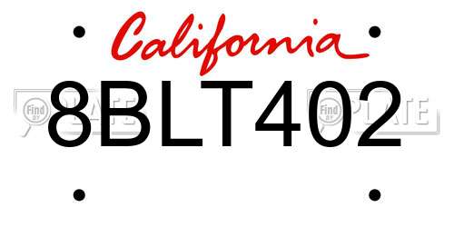 8BLT402 California License Plate