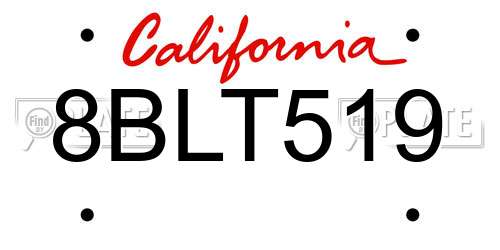 8BLT519 California License Plate