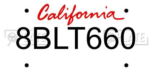 8BLT660 California License Plate