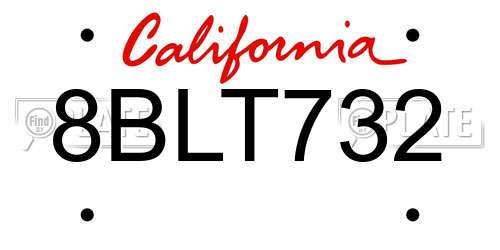 8BLT732 California License Plate
