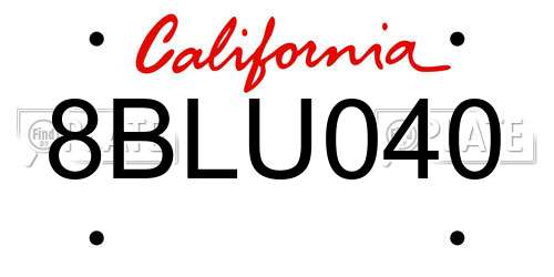 8BLU040 California License Plate