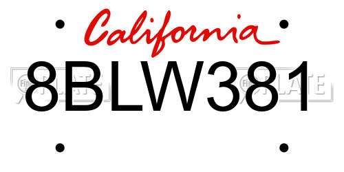 8BLW381 California License Plate