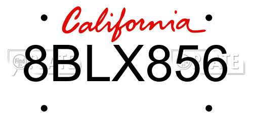 8BLX856 California License Plate