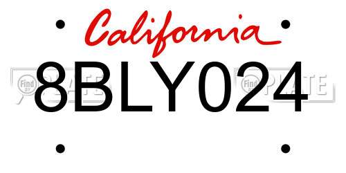 8BLY024 California License Plate