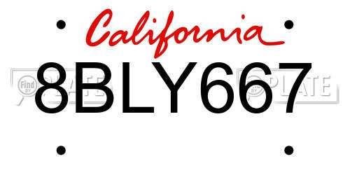 8BLY667 California License Plate