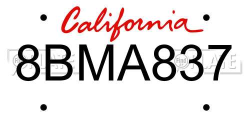 8BMA837 California License Plate