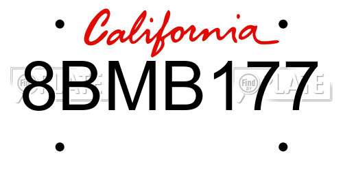 8BMB177 California License Plate