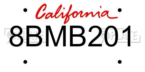 8BMB201 California License Plate