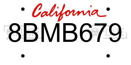 8BMB679 California License Plate