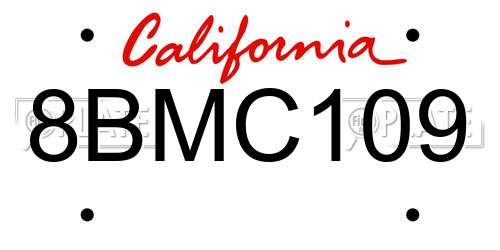 8BMC109 California License Plate