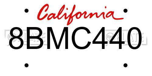 8BMC440 California License Plate