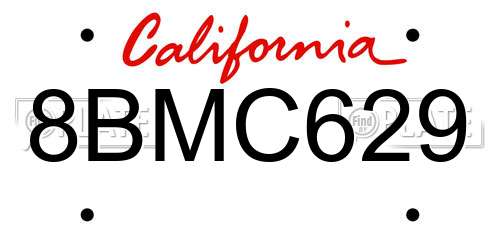 8BMC629 California License Plate