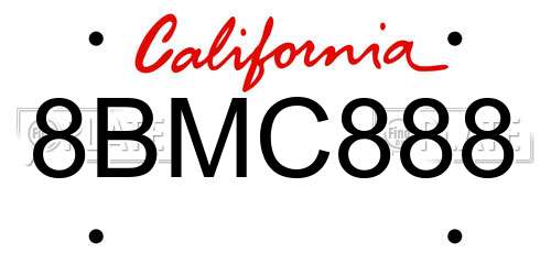 8BMC888 California License Plate