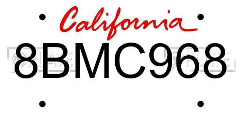 8BMC968 California License Plate