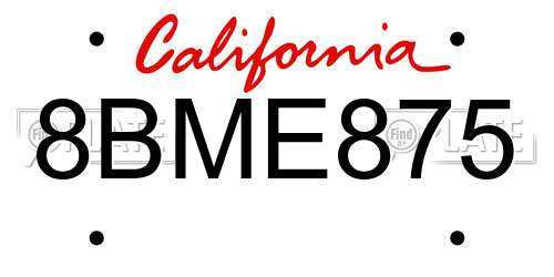 8BME875 California License Plate