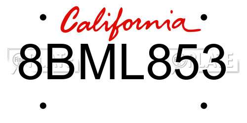 8BML853 California License Plate