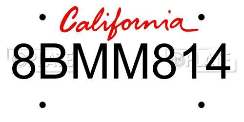 8BMM814 California License Plate