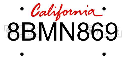 8BMN869 California License Plate