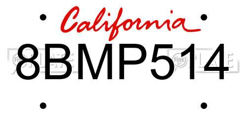 8BMP514 California License Plate