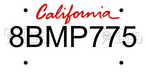 8BMP775 California License Plate