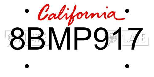 8BMP917 California License Plate